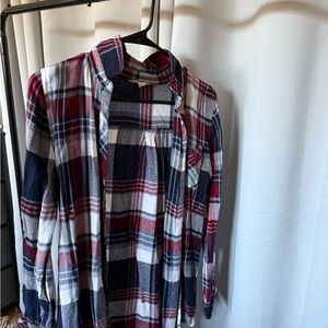 Plaid Men's Shirt - Red, Blue, and White